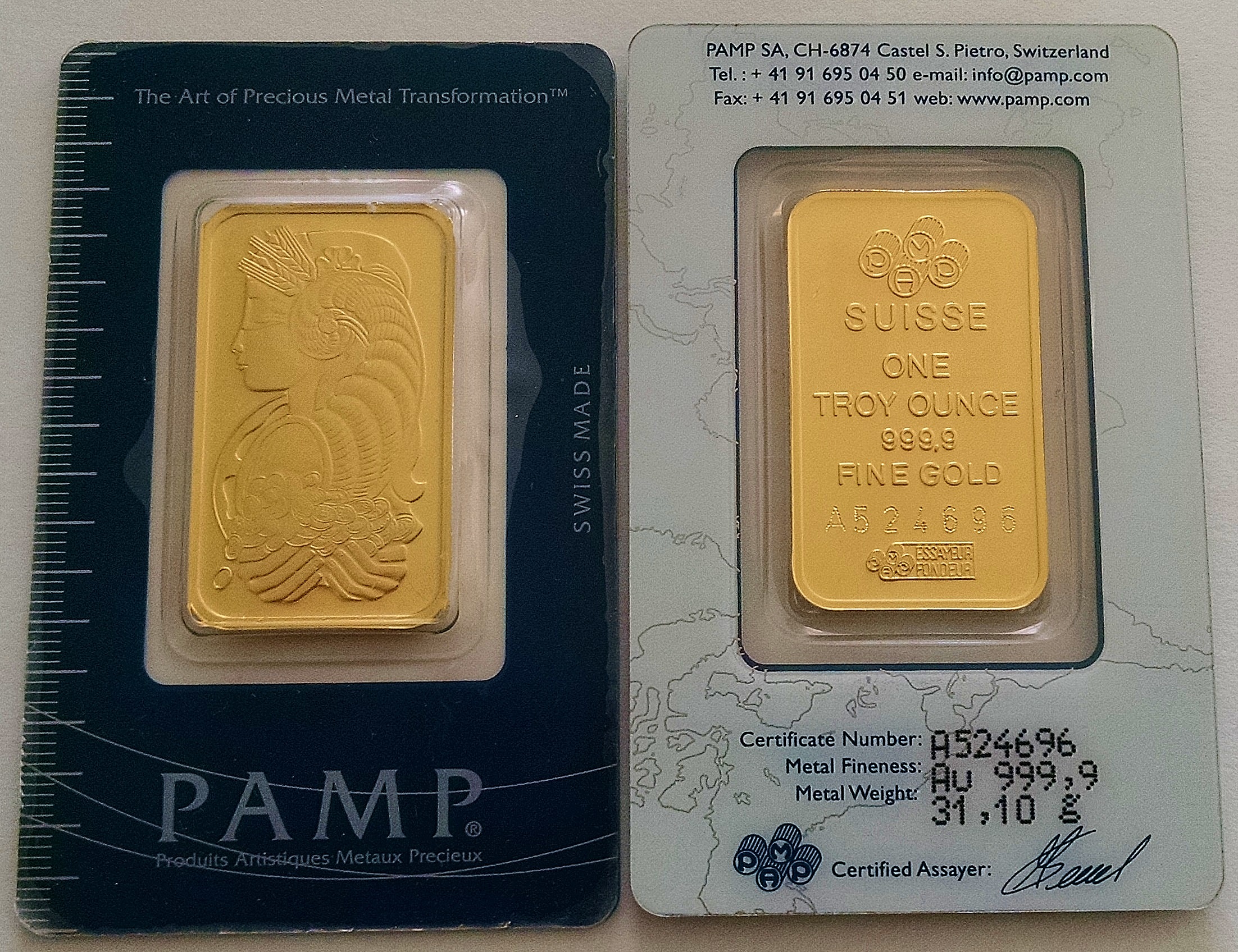 1 oz PAMP Suisse Gold Bar For Sale