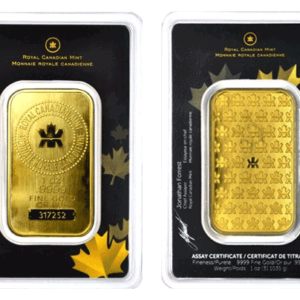 1 oz RCM Royal Canadian Mint Gold Bar