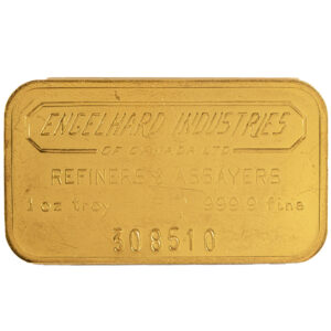 1 Oz. Engelhard Maple Leaf Vintage Silver Bar. Bull Hallmark .999 Pure.  Sealed!