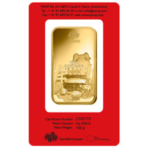 100 Gram PAMP Suisse Lunar Pig Gold Bar (New w/ Assay)