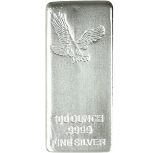 100 oz Eagle Cast Silver Bar For Sale (New, .9999)