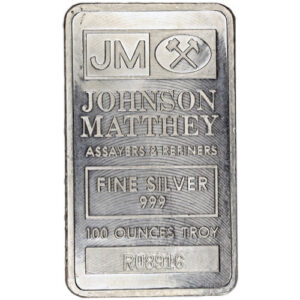 100 oz Pressed Johnson Matthey Silver Bar