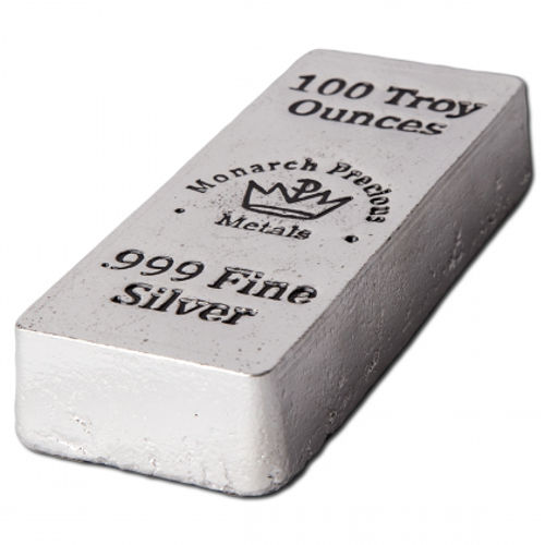 1 oz .999 Fine Silver Bar - Monarch Poured - Monarch Precious Metals