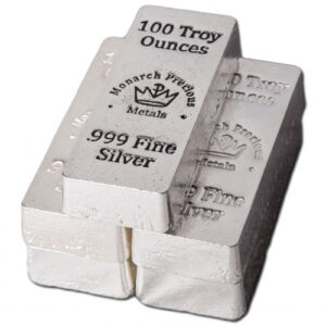 100 oz Monarch Hand Poured Stacker Silver Bar (New)