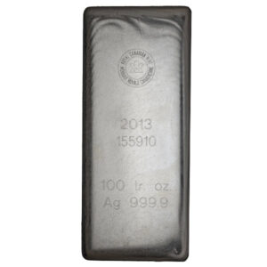 100 oz RCM Royal Canadian Mint Silver Bar (Version #1)
