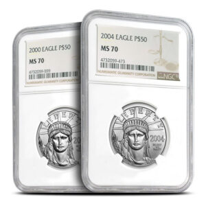 1/2 oz American Platinum Eagle Coin NGC MS70 (Random Year)