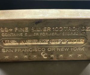 1955 991 oz US Assay Office New York Silver Bar