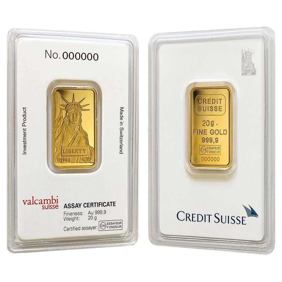 20 Gram Credit Suisse Liberty Gold Bar