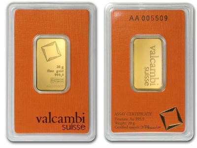 20 Gram Valcambi Gold Bar For Sale