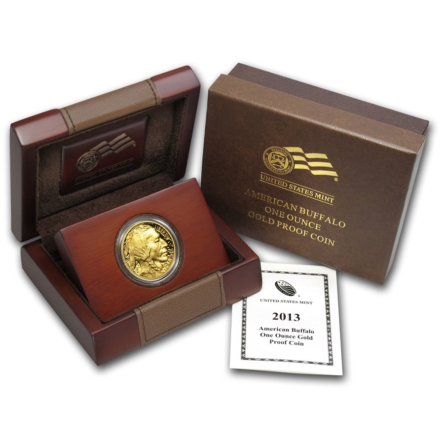 2013 W 1 oz Reverse Proof American Gold Buffalo Coin Box CoA