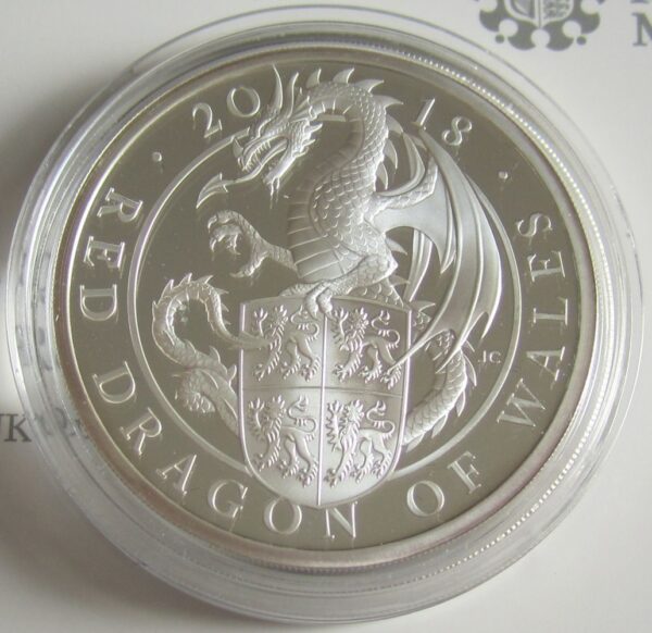 2018 10 oz Proof British Silver Queens Beast Dragon Coin (Box + CoA ...