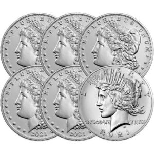 Morgan and Peace Silver Dollar 6-Coin