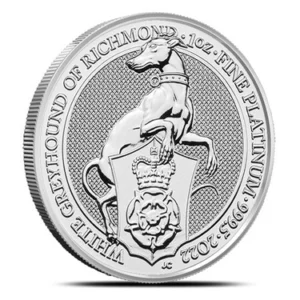 2022 1 oz British Platinum Queens Beast White Greyhound Coin (BU)