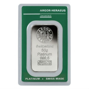 50 Gram Argor Heraeus Platinum Bar For Sale