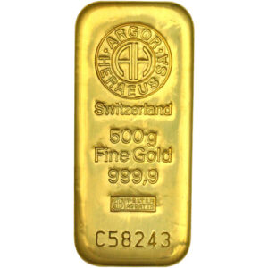 500 Gram Argor Heraeus Cast Gold Bar