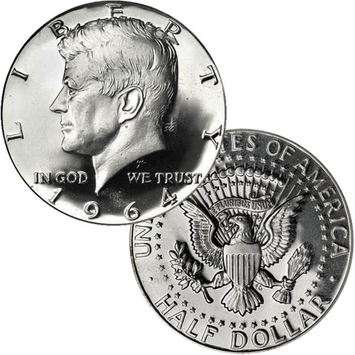 1964 90% Silver Kennedy Half Dollars