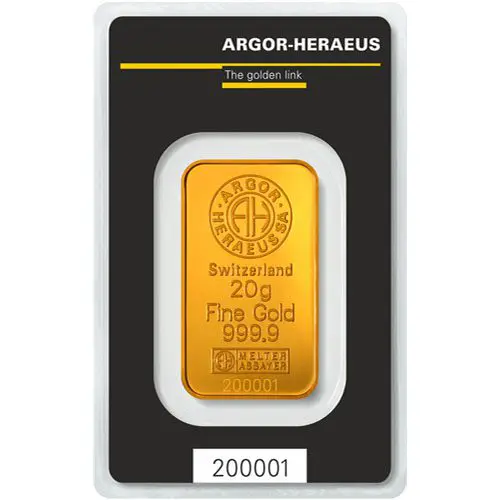 Buy 20 Gram Argor Heraeus Gold Bar (1)