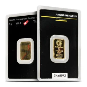 Buy 5 Gram Argor Heraeus Gold Bar