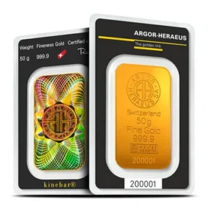 Buy 50 Gram Argor Heraeus Gold Bar