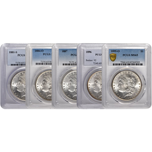 Morgan Silver Dollar 5-Coin Set PCGS M