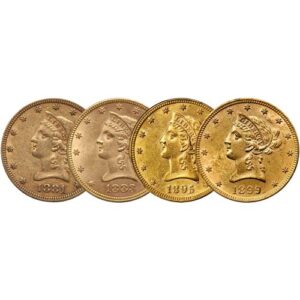 Pre-33 $10 Liberty Gold Eagle 4-Coin Set (Random Year, XF+)