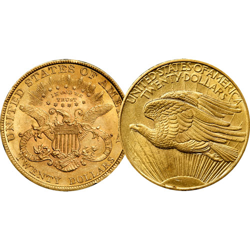 Pre-33 $20 Liberty and Saint Gaudens Gold Double Eagle 2-Coin Set (AU+) (1)