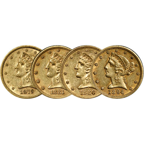33 $5 Liberty Gold Half Eagle 4-Coin
