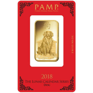 1 oz PAMP Suisse Lunar Dog Gold Bar (New w/ Assay)