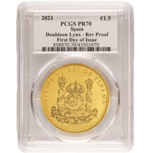 2021 1 oz Reverse Proof Royal Spanish Mint Iberian Lynx Gold Coin PCGS PR70 FDOI