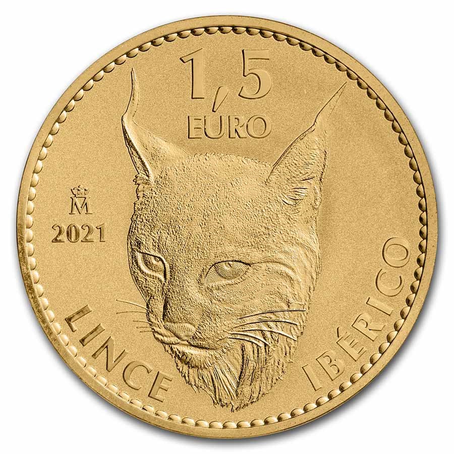 2021 Spain 1 oz Gold Reverse Proof Iberian Lynx Doubloon (1)