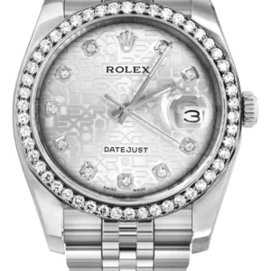 116200 | Hidden Clasp | Diamond Rolex Datejust Watch | 36 MM | Diamond Rolex Textured Jubilee Dial | Jubilee Band