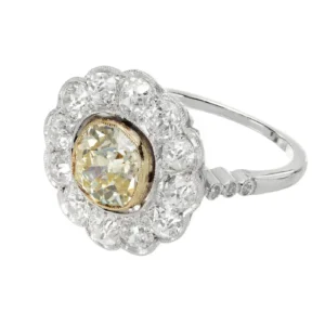 1.39 Carat Natural Yellow White Diamond Platinum Engagement Ring GIA Certified