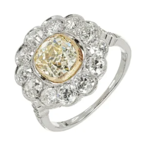 1.39 Carat Natural Yellow White Diamond Platinum Engagement Ring GIA Certified