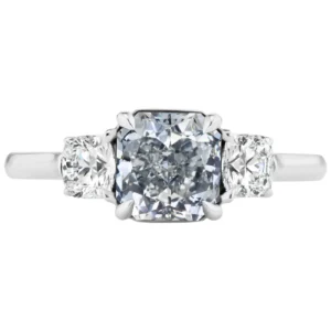 1.41 Carat Grey Blue Radiant Cut Diamond Engagement Ring Scarselli GIA Certified