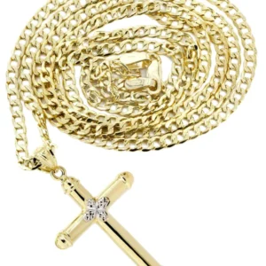 10K Gold Cross Necklace For Men | 3.12 Grams