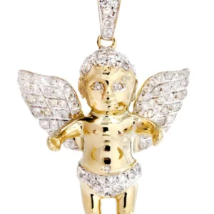 10K Yellow Gold Angel Diamond Necklace | 0.96 Carats