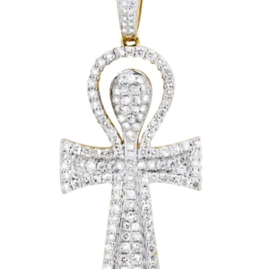 10K Yellow Gold Ankh Diamond Necklace | 0.77 Carats