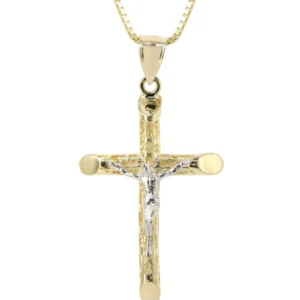 10K Yellow Gold Box Cross / Crucifix Necklace | Appx. 7.6 Grams