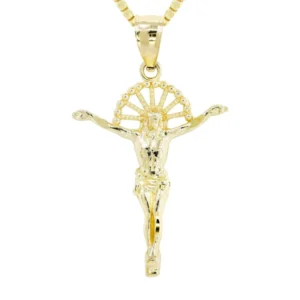 10K Yellow Gold Box Gold Crucifix Necklace | Appx. 5.3 Grams