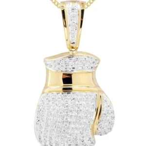 10K Yellow Gold Boxing Glove Diamond Necklace | 1.42 Carats