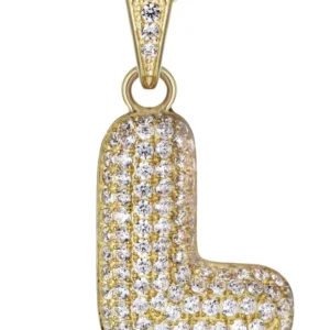 10K Yellow Gold Bubble Letter “L” CZ Necklace | Appx. 12.8 Grams