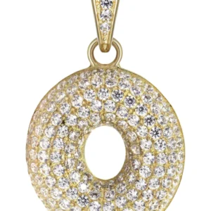 10K Yellow Gold Bubble Letter “O” CZ Necklace | Appx. 13.5 Grams