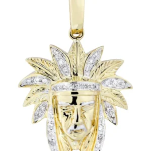 10K Yellow Gold Chief Head Diamond Necklace | 0.23 Carats