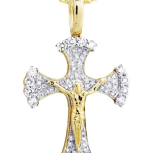 10K Yellow Gold Cross / Crucifix Diamond Necklace | 1.05 Carats