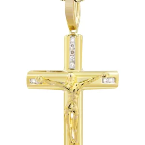 10K Yellow Gold Cross / Crucifix Diamond Necklace | 0.15 Carats