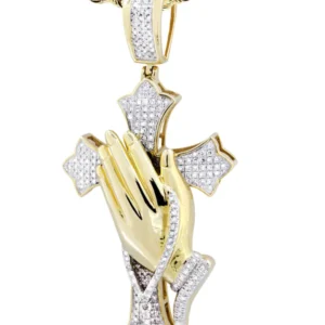 10K Yellow Gold Cross Diamond Necklace | 0.67 Carats