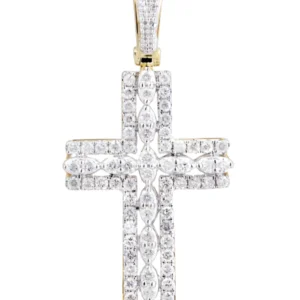 10K Yellow Gold Cross Diamond Necklace | 1.26 Carats