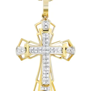 10K Yellow Gold Cross Diamond Necklace | 0.26 Carats