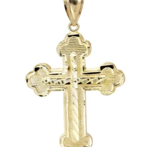 10K Yellow Gold & Diamond Cut Cross Necklace | Appx. 13.5 Grams