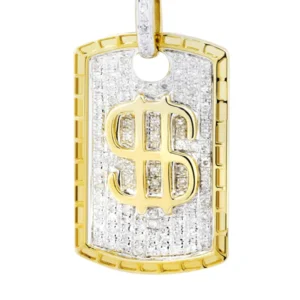 10K Yellow Gold Dog Tag Diamond Necklace | 0.52 Carats